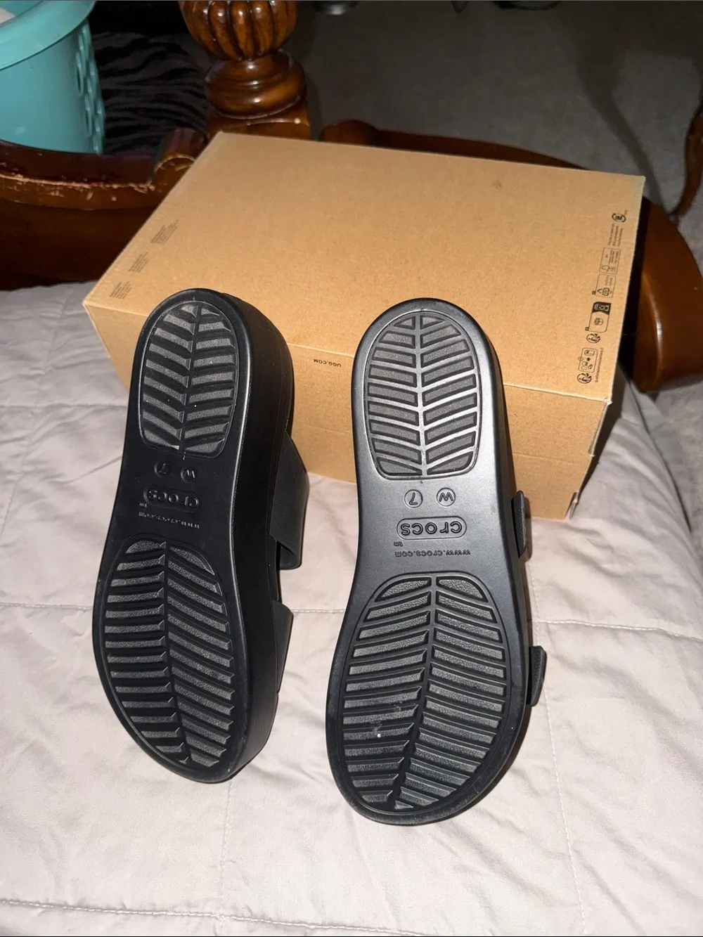 CROCS Black Platform Slide Sandals
